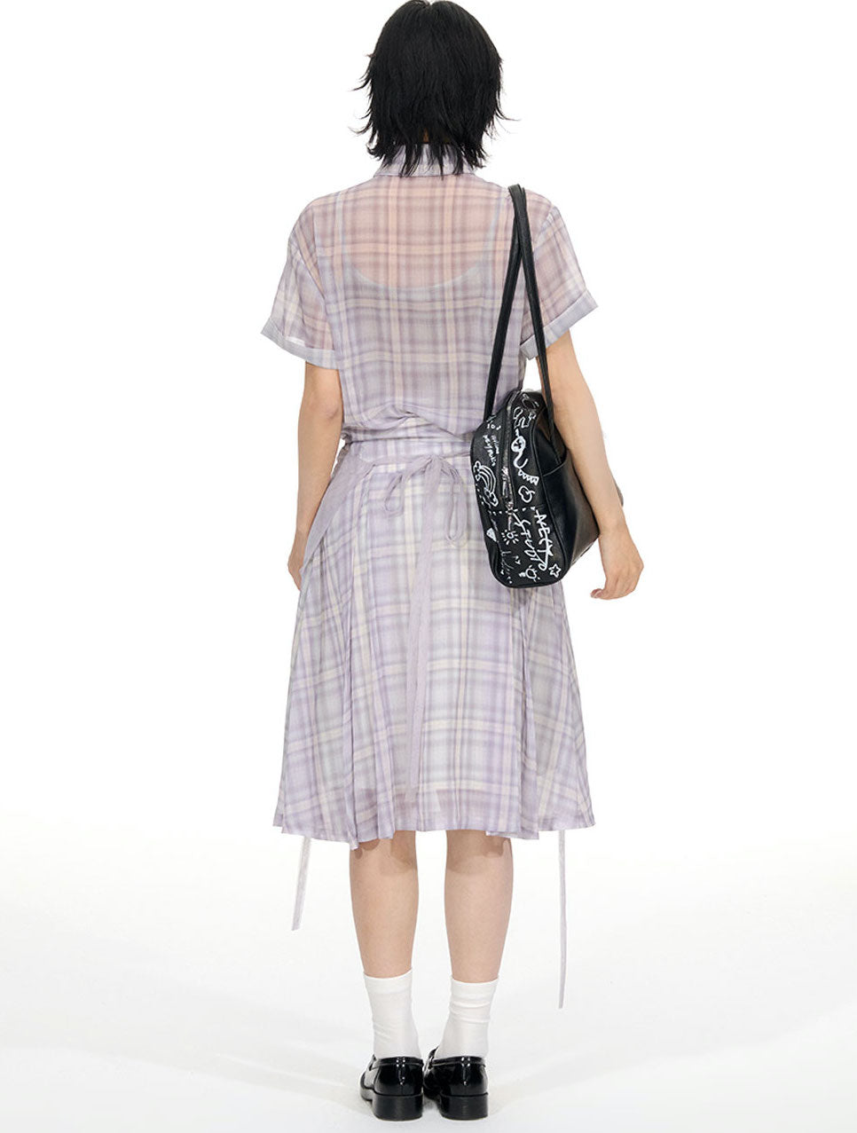 Plaid Chiffon Shirt/Skirt NEC0201