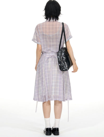 Plaid Chiffon Shirt/Skirt NEC0201