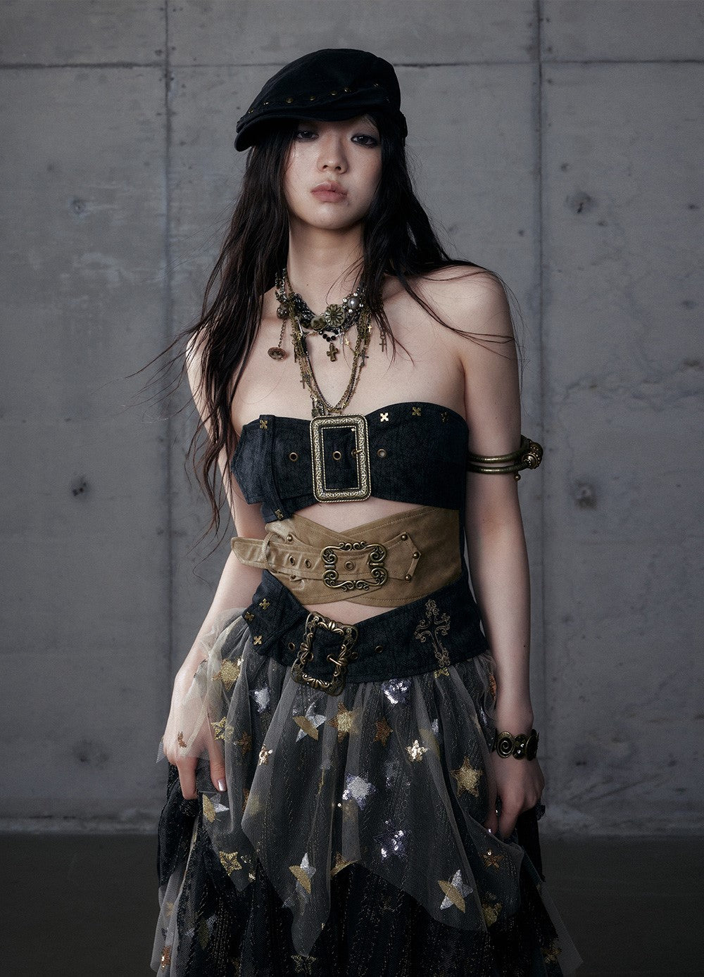 Punk Metal Irregular Leather Tube Top NOR0191