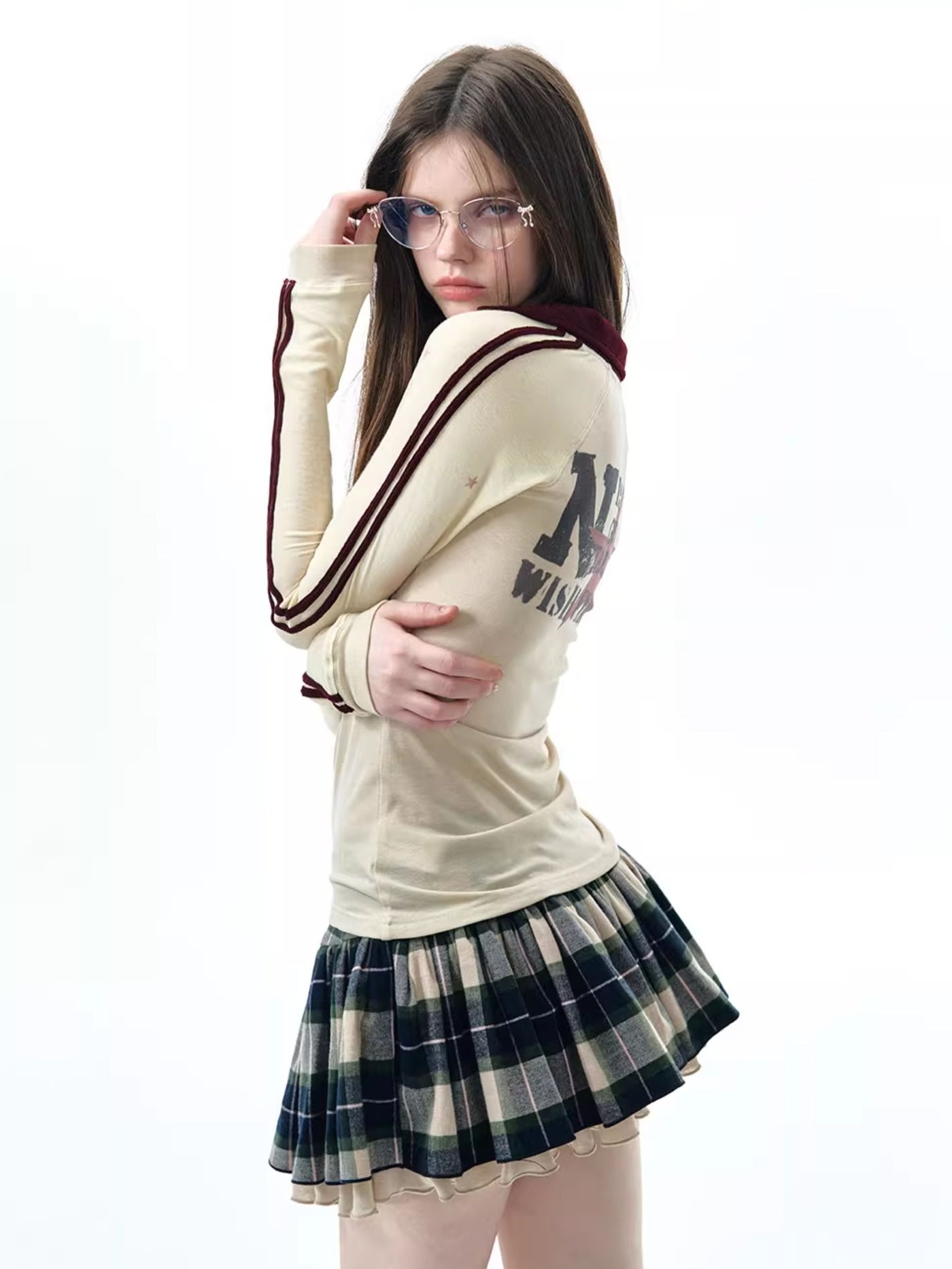 Retro Star Design Long-sleeved T-shirt NEC0232