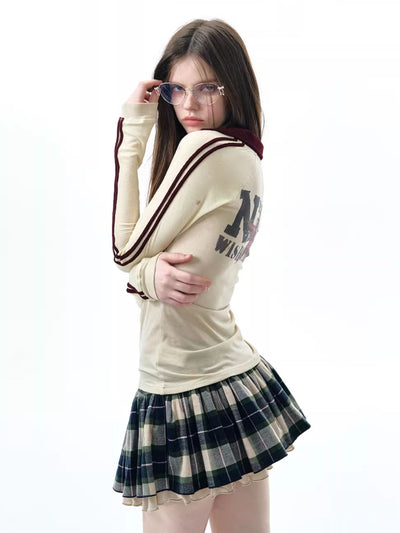 Retro Star Design Long-sleeved T-shirt NEC0232