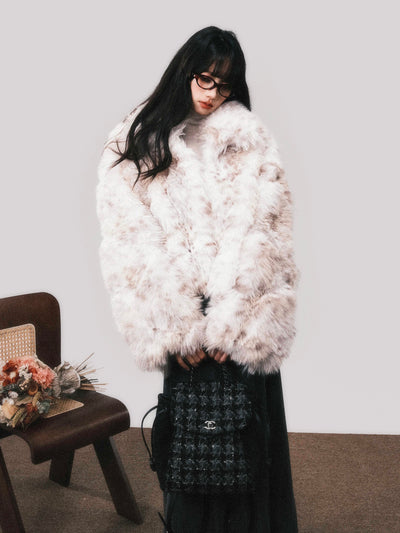 White Lazy Super Thick Fur Short Coat LUL0106