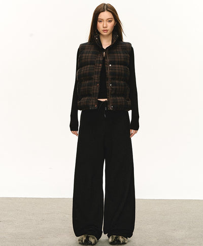 Retro Plaid Stand-up Collar Vest Jacket ANA0100