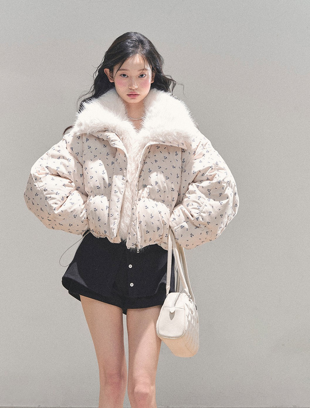 Thickened Warm Fur Short Down Jacket DIA0706