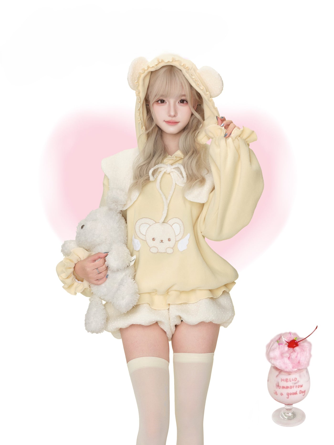 Creamy Bear Yellow Sweatshirt/Shorts SER0195
