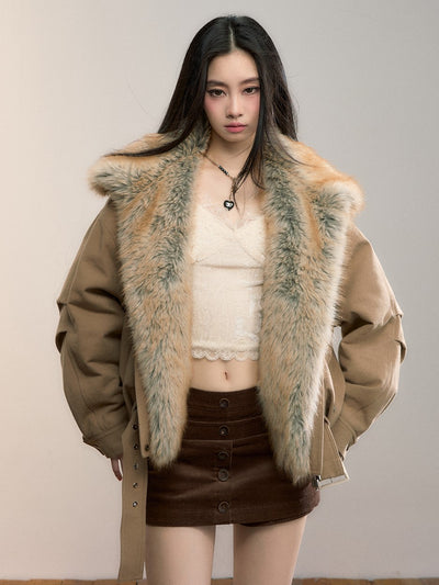 Gradient Fur-lined Reversible Coat VIA0354