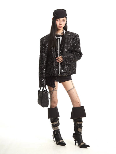 Black Luxury Style Long Sleeve Jacket UNC0272