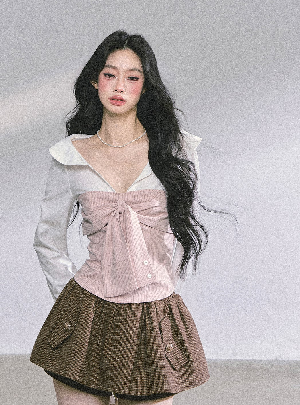 Fake Two-piece Slim Striped Shirt DIA0584