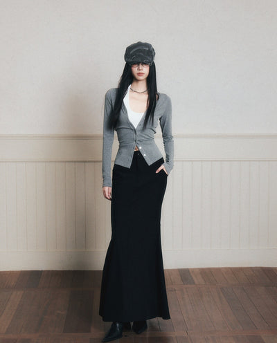 Back Slit Long Fishtail Skirt LUL0178