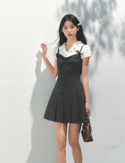 Fake Two-piece Design Pleated Dress SUN0155