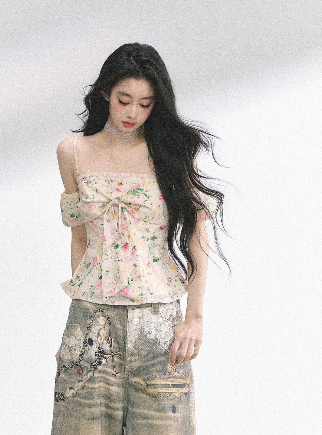 Short-sleeved Floral Slim Shirt DIA0486
