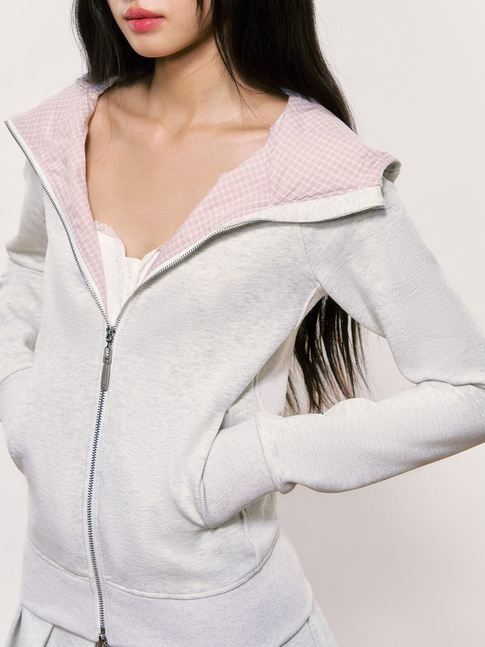 Plaid Stitching Hooded Jacket WEE0028