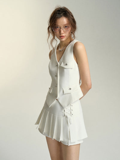 White V-Neck Vest SOM0035