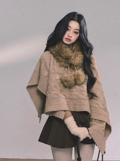 High-end French Knitted Cape DIA0617