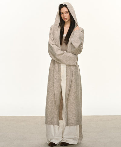 Relaxed Wool Hooded Long Cardigan ANA0093