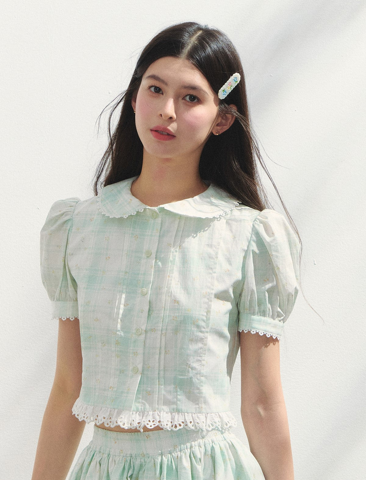 Plaid Floral Shirt/Cake Skirt SUN0148