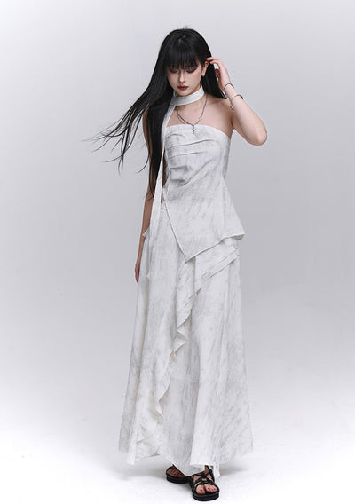 White Artistic Tube Top/Skirt LAD0209