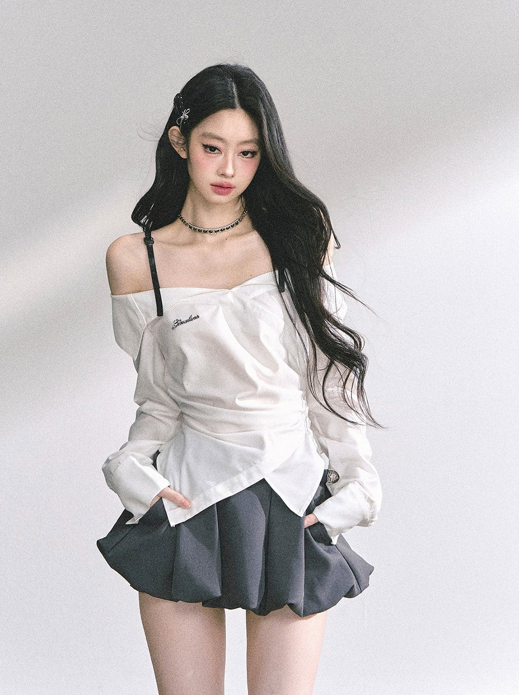 One-shoulder Waist Slim Shirt DIA0535