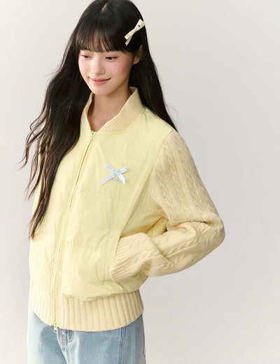 Detachable Hooded Ribbon Knitwear Jacket NTO0243