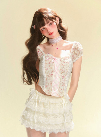 White Small A-Line Cake Lace Skirt DIA0093