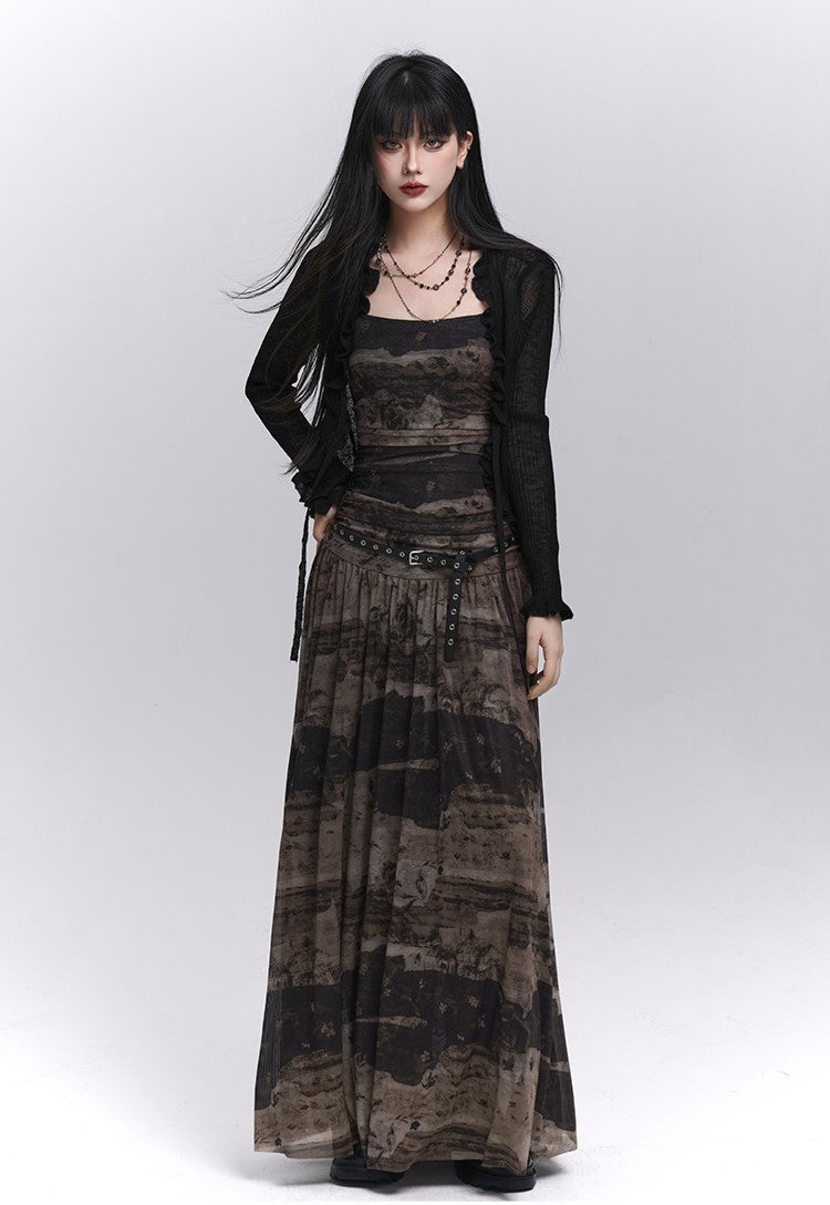Black and Brown Suspender Dress LAD0210