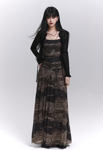 Black and Brown Suspender Dress LAD0210