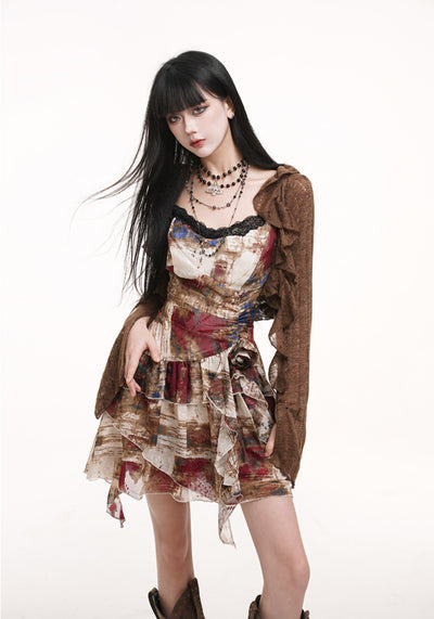 Irregular Colorful Suspender Dress LAD0176