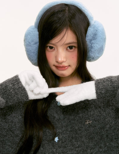 Gray Plush Basic Knit Cardigan WEE0122