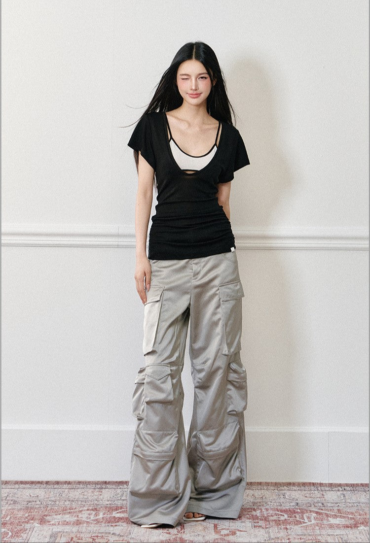 U-neck Loose Short-sleeved T-shirt AGM0176