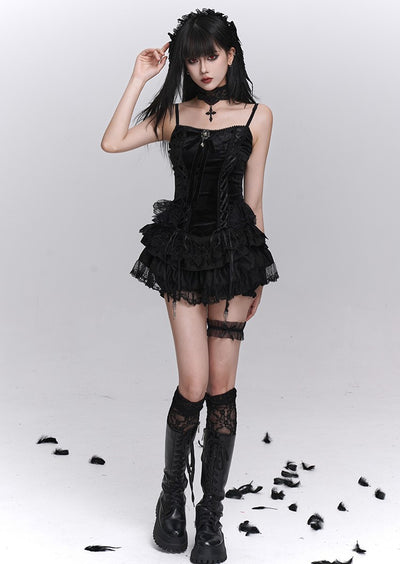 Black Camisole/Shawl/Tutu Cake Skirt LAD0245