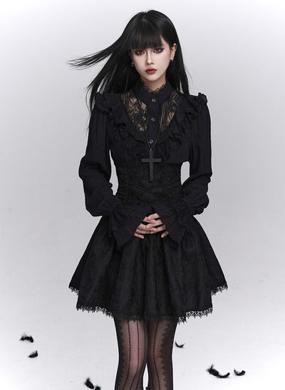 Black Lace High-Waisted Skirt LAD0243