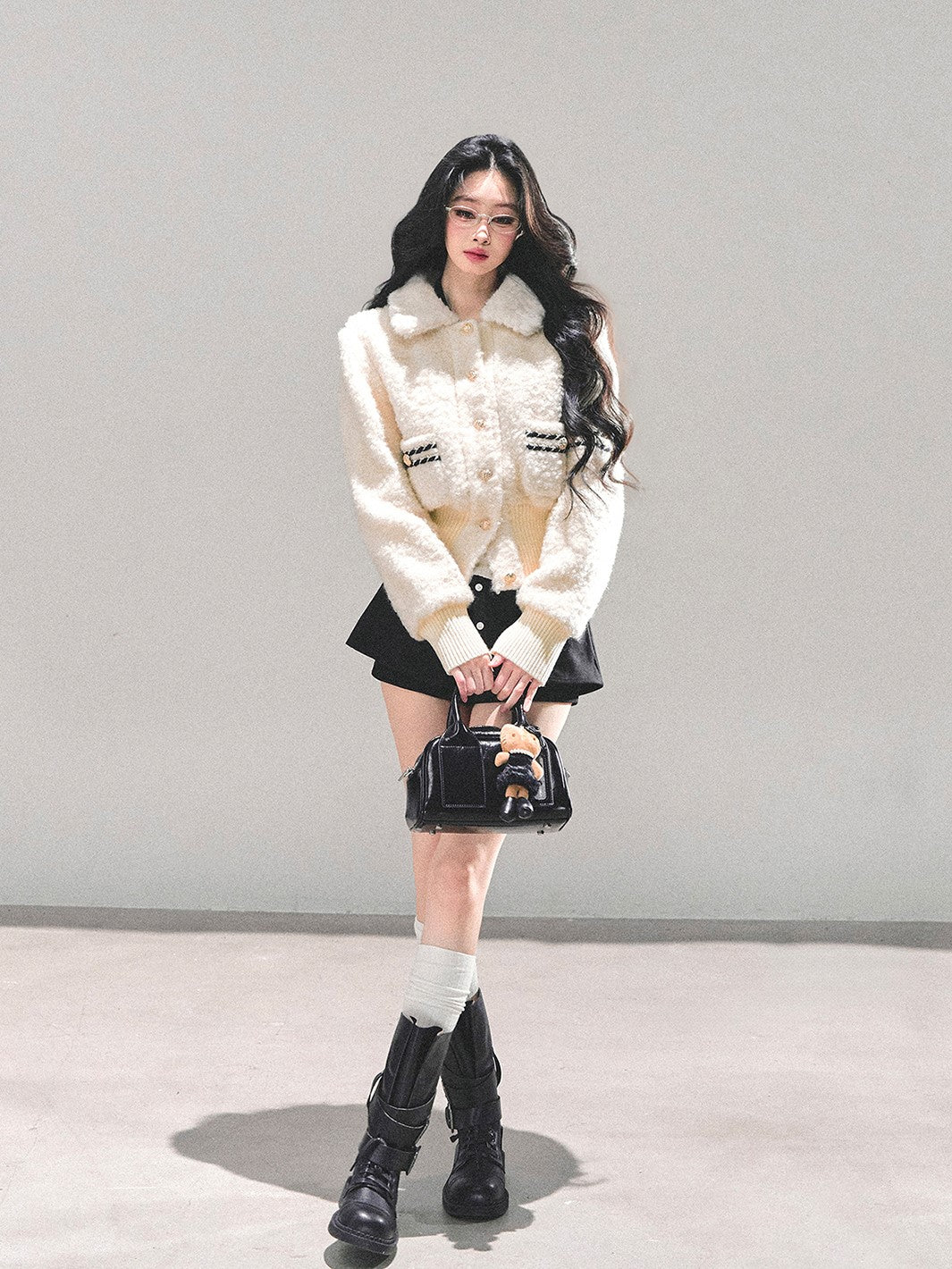 White Wool Quilted Thick Jacket DIA0673