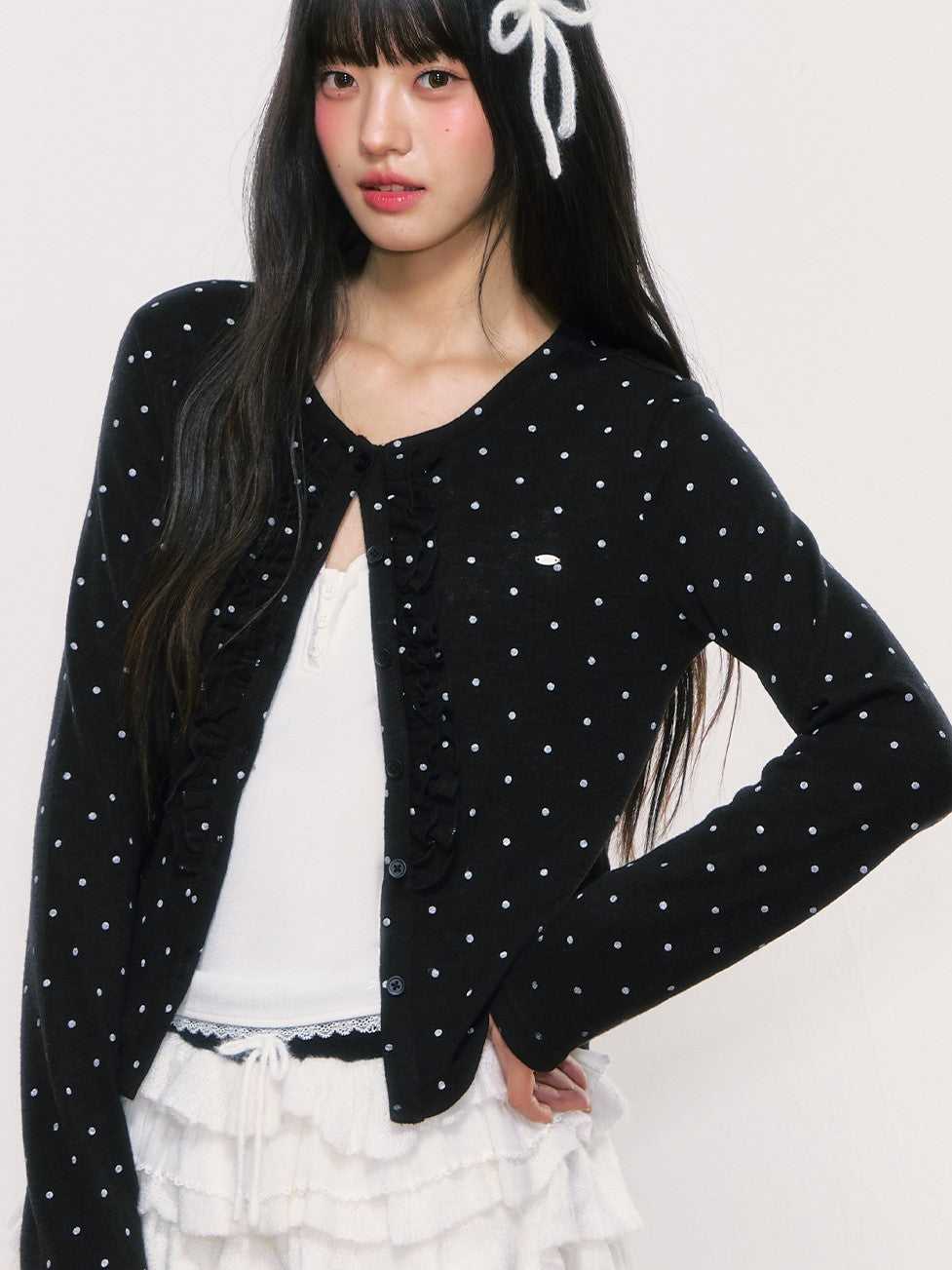 Black Polka Dot Thin Cardigan WEE0049