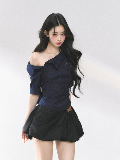 Off-shoulder Waist-slimming T-shirt DIA0465