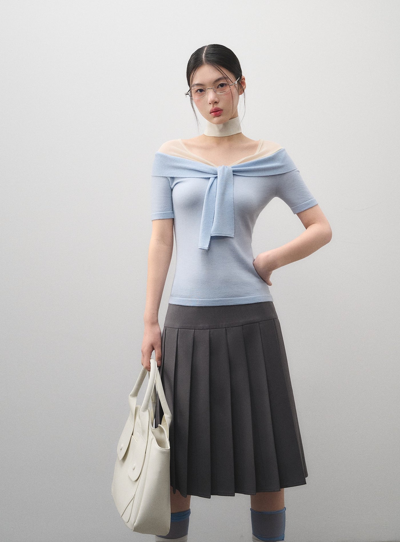 One-shoulder Twisted Slim T-shirt LAL0160