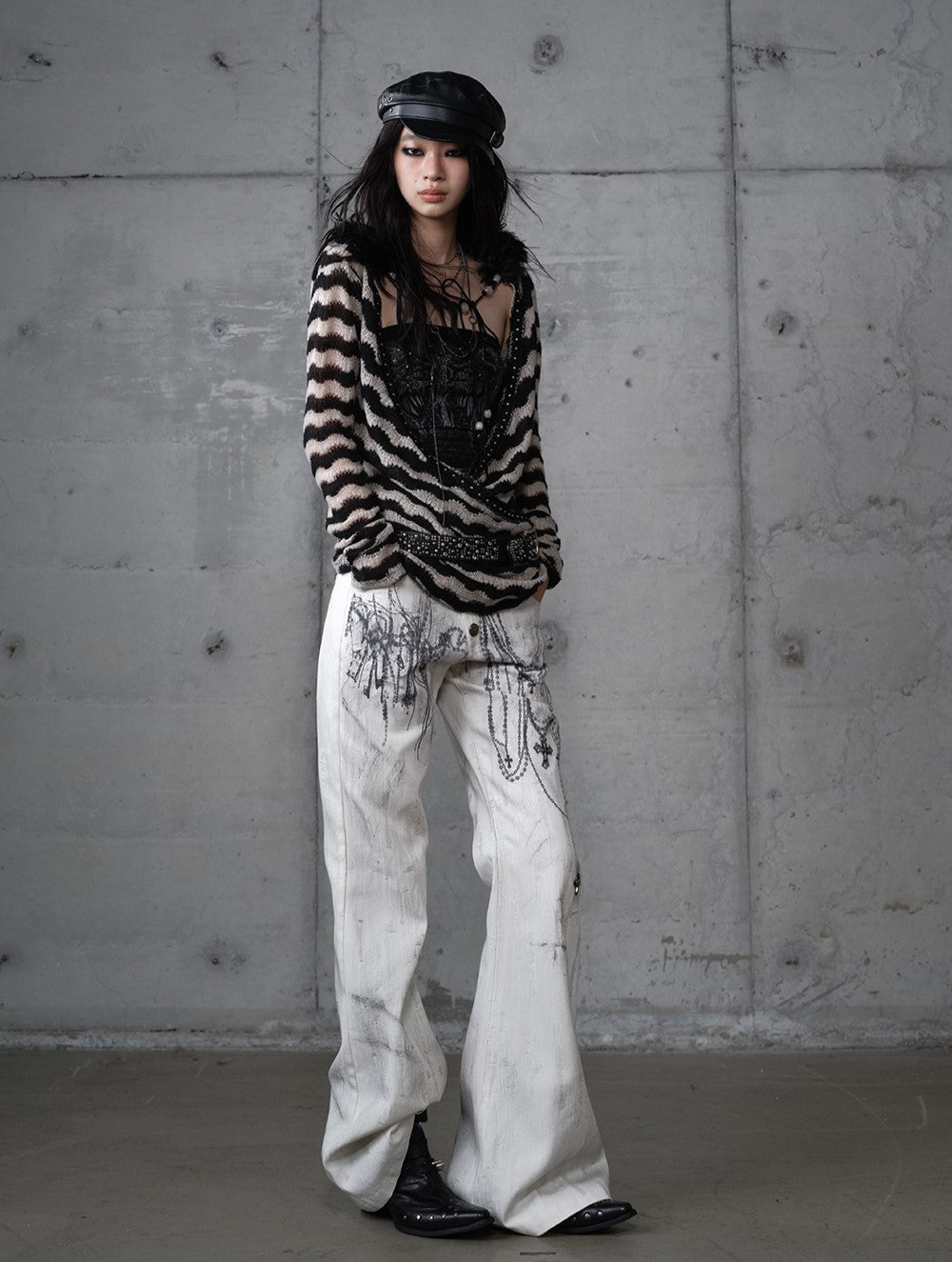 Chain Print Wide-leg  Jeans NOR0195