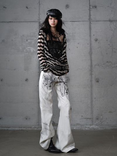 Chain Print Wide-leg  Jeans NOR0195