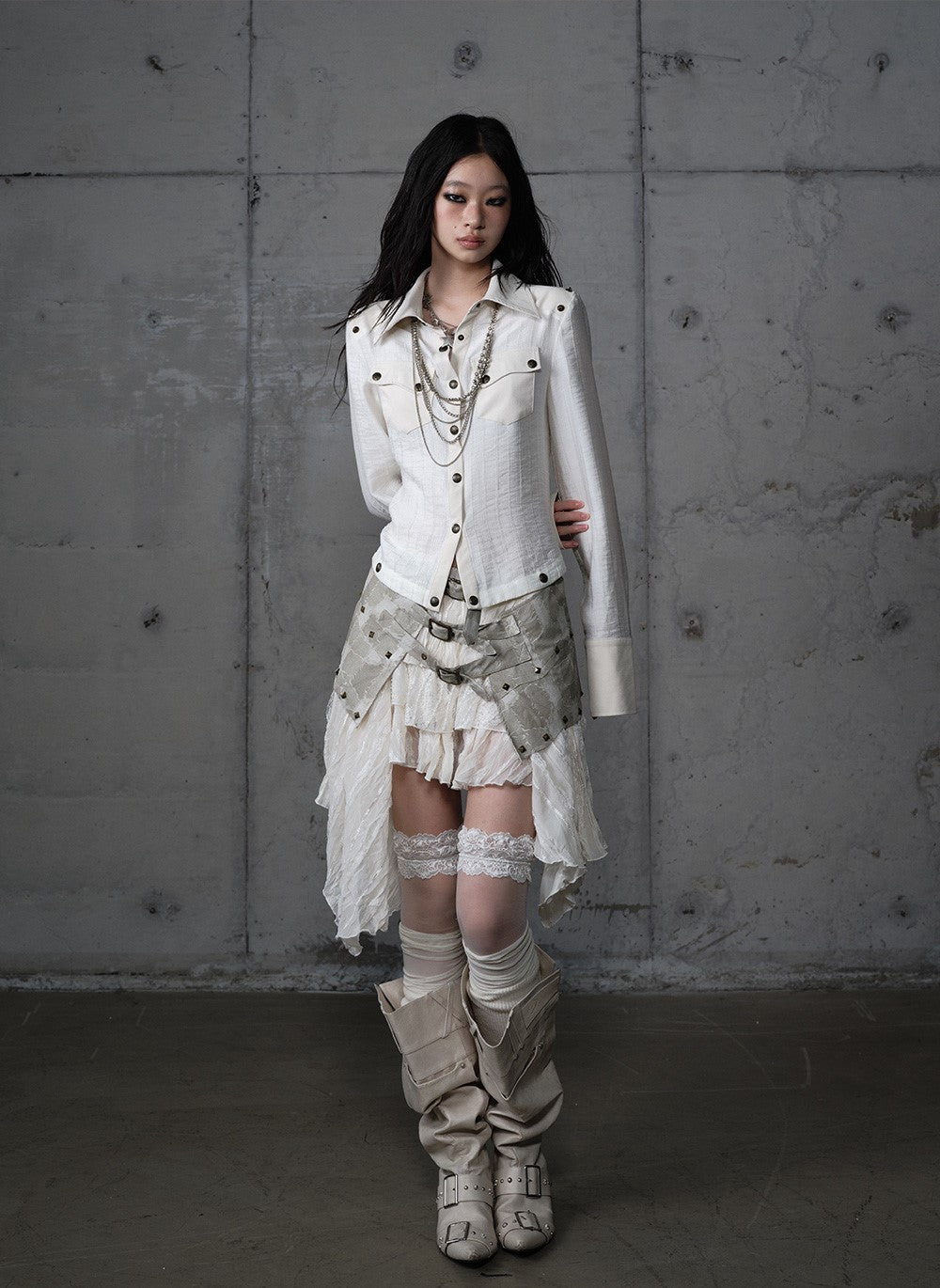 Punk Irregular Multi-layer Lace Skirt NOR0200