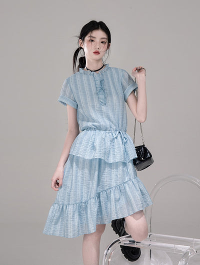 Ruffled Asymmetric Shirt Dress COT0301