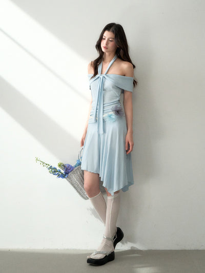 Halter Neck Strap Irregular Dress LAL0192