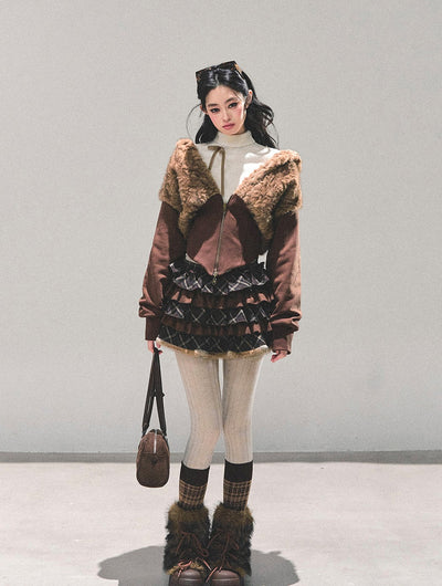 Lambswool Short Hooded Jacket DIA0681