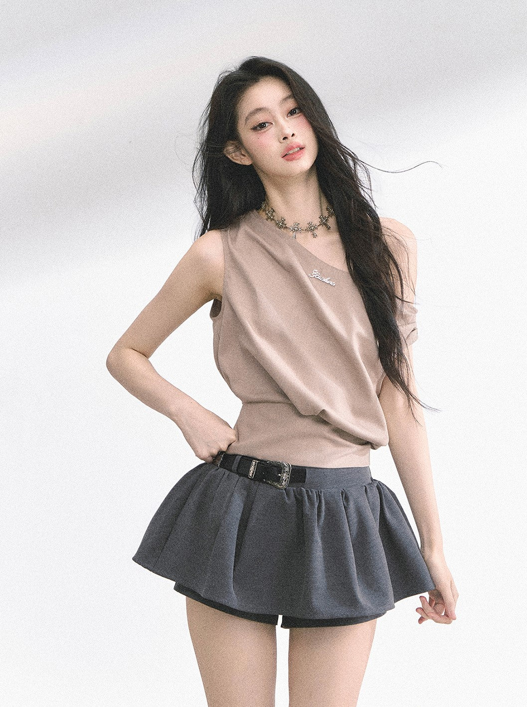 Slim Waist Off-shoulder Top DIA0494