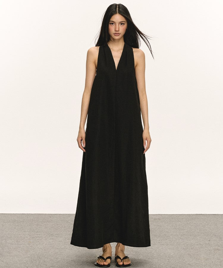 V-neck Halter Sleeveless Long Dress ANA0023