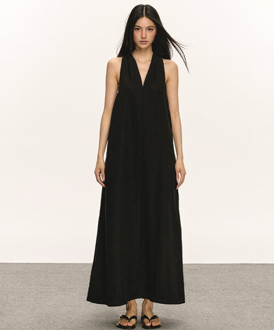 V-neck Halter Sleeveless Long Dress ANA0023