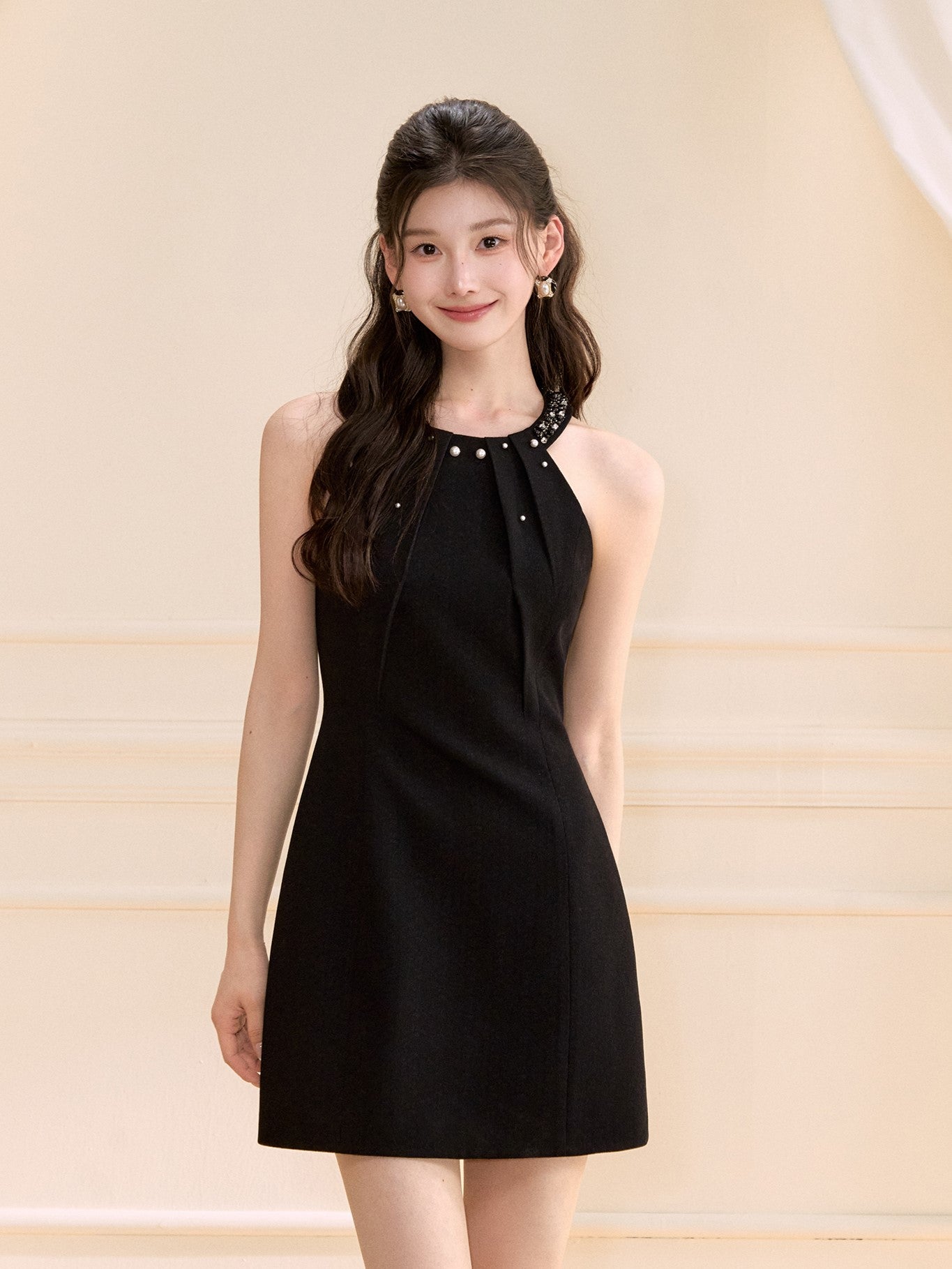 Halter Neck A-line Dress OSH0123