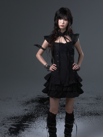 Small Flying Sleeve Puffy Cake Dress FRU0107