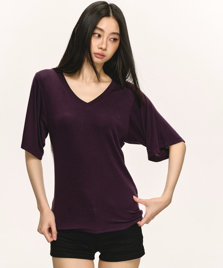 Stretch V-neck T-shirt ANA0027