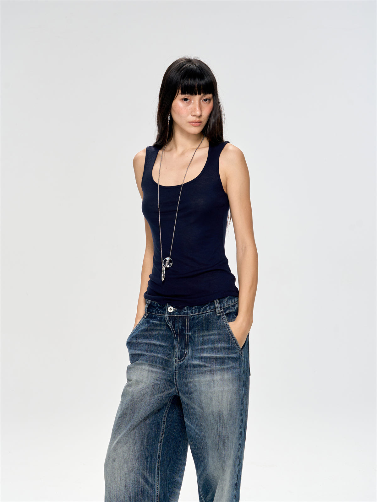 Mottled Wash Design Jeans CUR0225