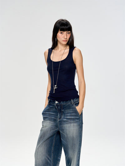 Mottled Wash Design Jeans CUR0225