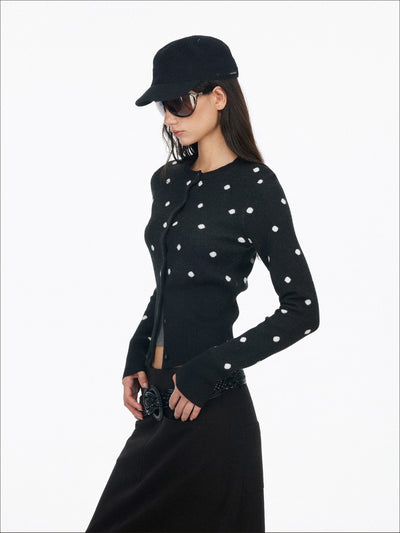Retro Polka Dot Base Knit Cardigan SAL0199